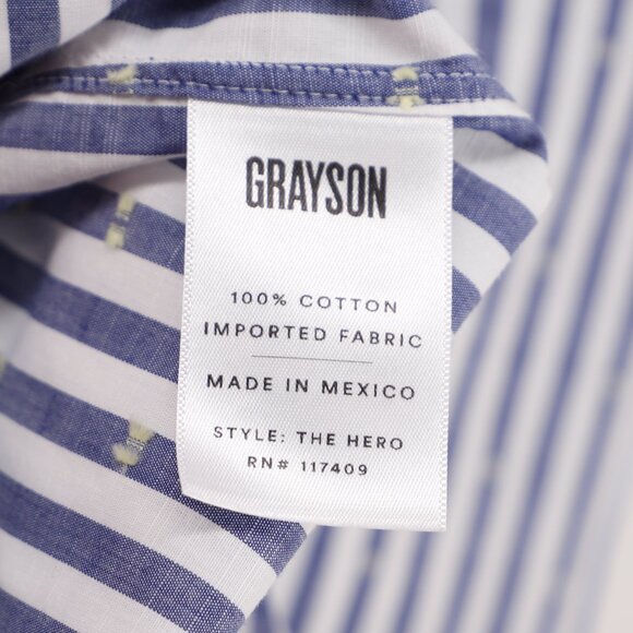 NWT GRAYSON for ANTHROPOLOGIE The Hero Buttondown Shirt Blue Stripe Size M 03 - Picture 9 of 10